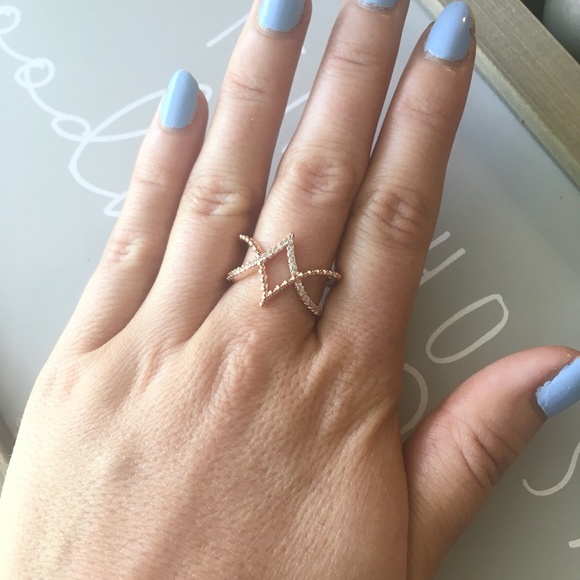 Sterling Silver Simulated Diamond Rose Gold Ring - Picture 5 of 11